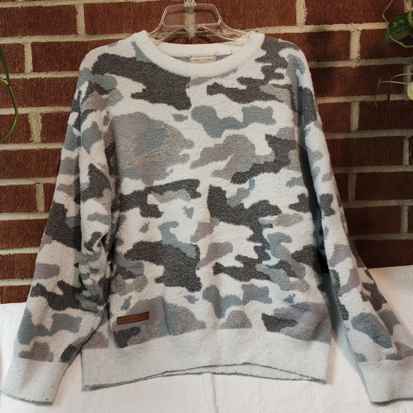 Simply Southern Tops - Simply Southern Gray and White Camouflage Sweater